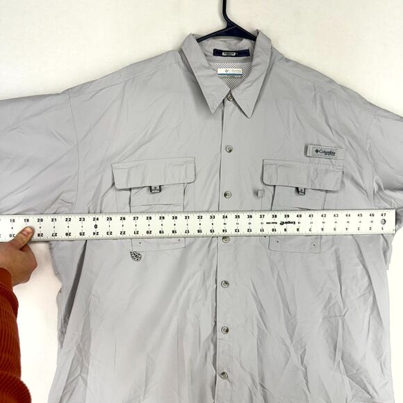 Columbia PFG Fishing Gear Light Gray Short Sleeved Nylon Shirt Mens Size 2X - Picture 10 of 10